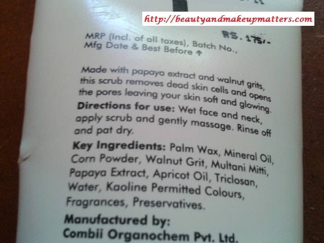 FabIndia-Papaya-Face-Scrub-Ingredients