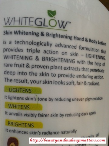 LotusHerbalsWhiteGlowSkinWhitening&BrighteningBodyLotionClaims