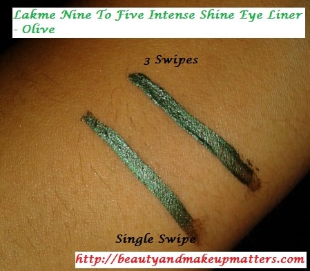Lakme-Nine-To-Five-Intense-Shine-Liner-Olive-Swatch