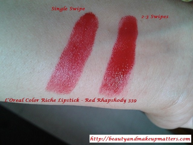 Loreal-Color-Riche-Lipstick-Red-Rhapshody-Swatches