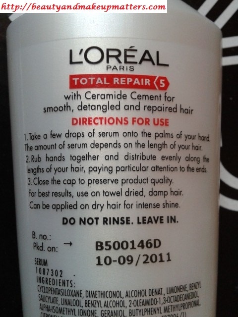 Loreal-Total-Repair-5-Hair-Serum-Usage