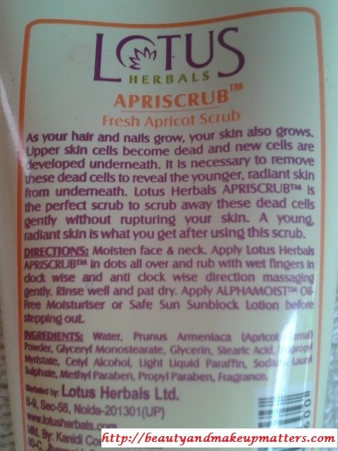 Lotus-Herbals-ApriScrub-Fresh-Apricot-Scrub-Claims