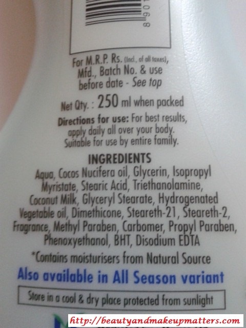 Parachute-Advanced-Body-Lotion-Ingredients