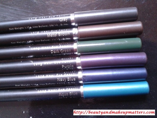 Faces-Canada-Long-Wear-Eye-Liners-Gray-Navy-Blue-Dark-Green-Aqua-Blue-Purple-Metal-Brown