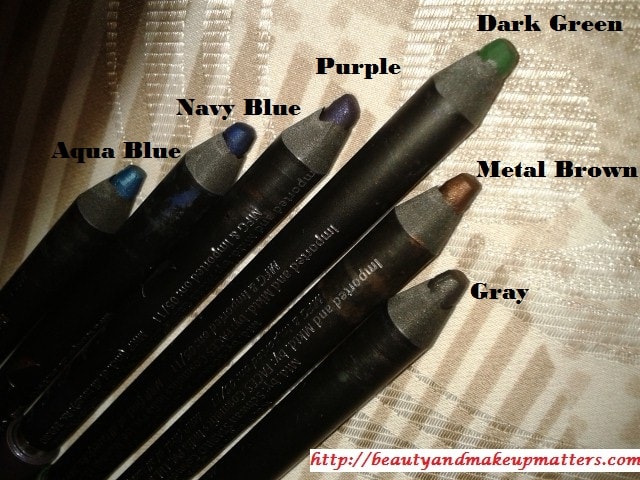 Faces-Canada-Long-Wear-Eye-Pencils-Gray-Navy-Blue-Dark-Green-Aqua-Blue-Purple-Metal-Brown