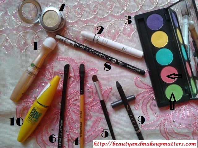 Products-Used-for-Eye-Makeup-Tutorial-Pink-and-Green-Eyes-Using-Inglot-Eyeshadow-Palette