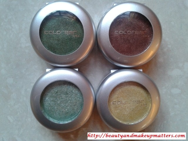 Colorbar-Single-Eyeshadow-SpicyBrown-GreenStroke-Spearmint-GorgeousGold