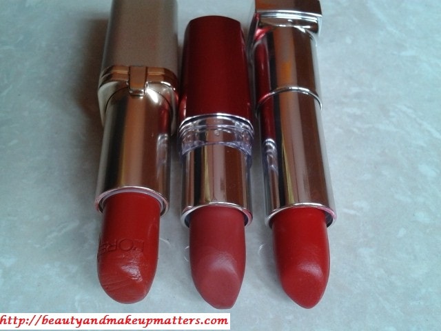 L'Oreal-Color-riche-RedRhapshody-Maybelline-Rubylicious-Maybelline-Moisture-Extreme-Cranberry-Lipstick