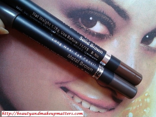Faces-Long-Wear-Eye-Pencils-SolidBrown-and-MetalBrown-Comparison