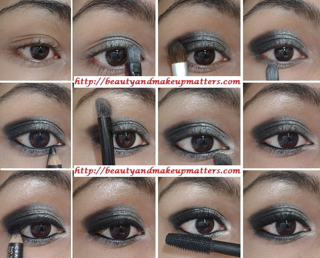 EyeMakeup-Shimmery-Grey&Black-Eyes-Look1