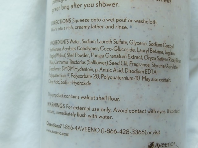 Aveeno Positively Nourishing Smoothing Body Wash Ingredients