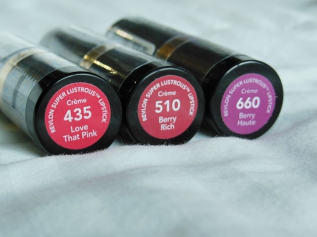 Revlon SuperLustrous Lipsticks- Love That Pink,Berry Rich, Berry Haute