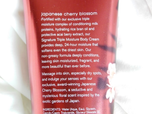 Bath & Body Works Triple Moisture Body Cream-Japanese Cherry Blossom Claims