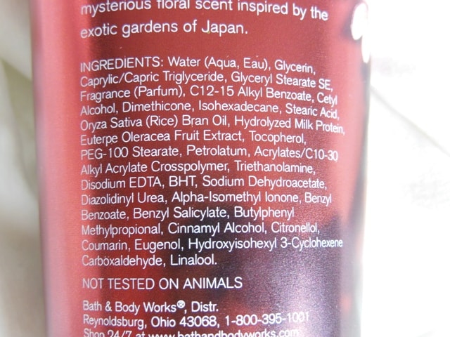 Bath & Body Works Triple Moisture Body Cream-Japanese Cherry Blossom Ingredients