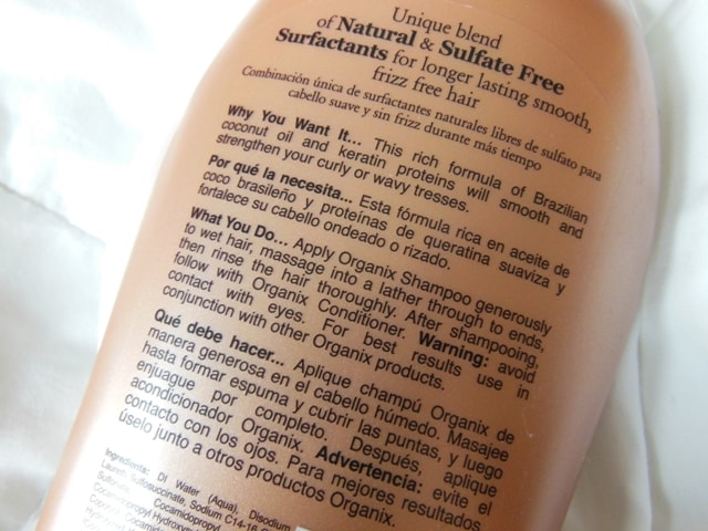 Organix Brazilian Keratin Therapy Shampoo Claims