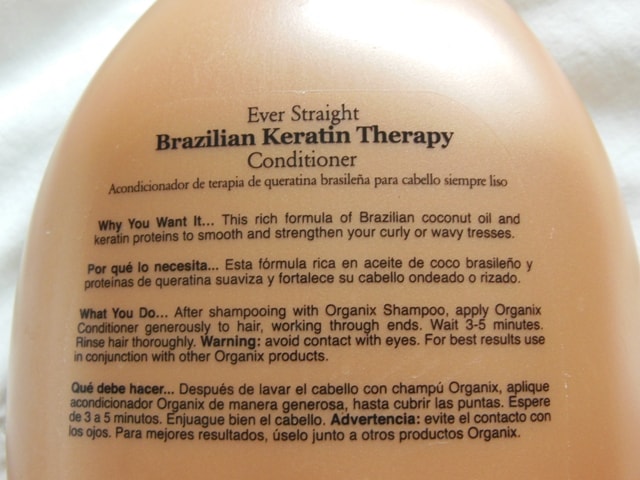 Organix Keratin Brazilian Therapy Conditioner Claims