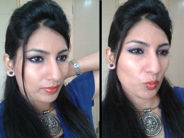 What Am I Wearing Today -Purple Blue Eyes and Orange Lip Look