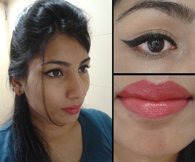 What Am I Wearing Today -Winged Eye Liner  and Pinkish Red Lips