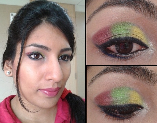 What Am I Wearing Today-Yellow, Green and Pink eye Makeup