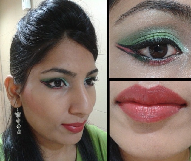 What Am I Wearing Today- Green and Pink Eyes with dual winged Liner