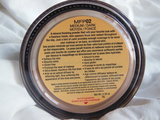 NYX Mineral Matte Finishing Powder Claims