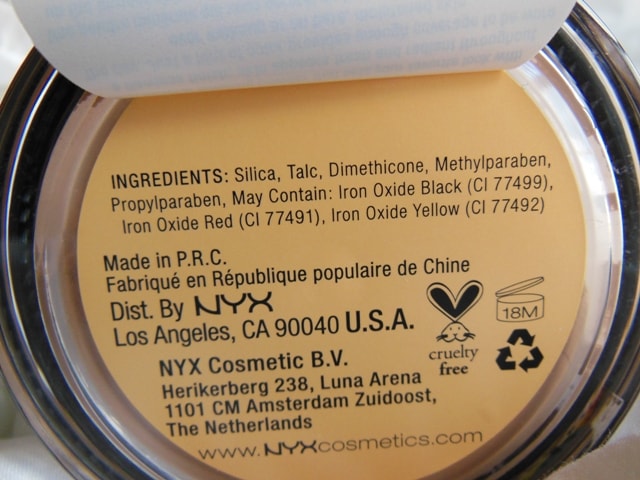 NYX Mineral Matte Finishing Powder Ingredients