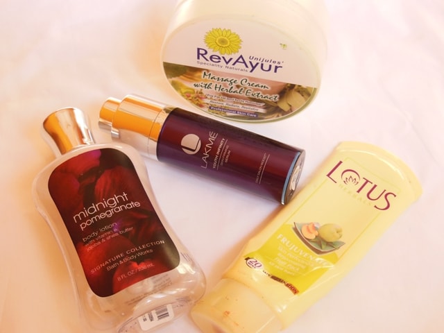 Products Finished September 2013 - Lakme Serum, Lotus face Pack, BBW Lotion and Revayur Massage Cream