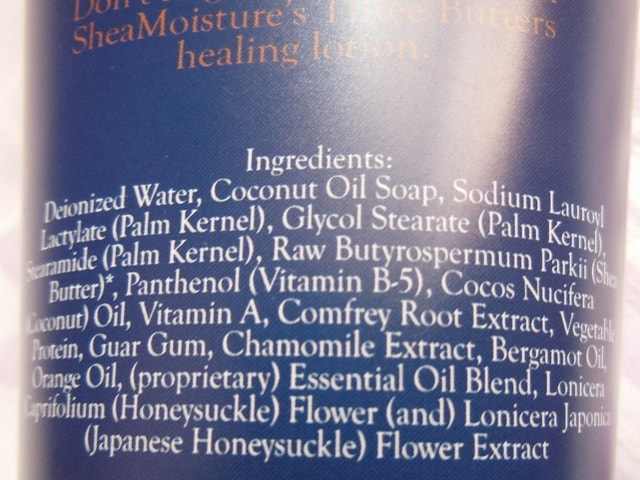 Shea Moisture's Three Butters Wash & Scrub Ingredients