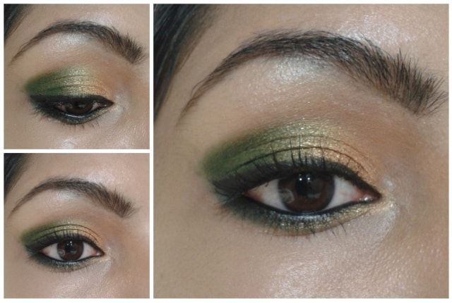 Gold and Green Karvachauth Eye Makeup