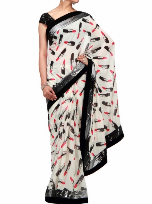 off-white-georgette-saree-with-lipstick-print