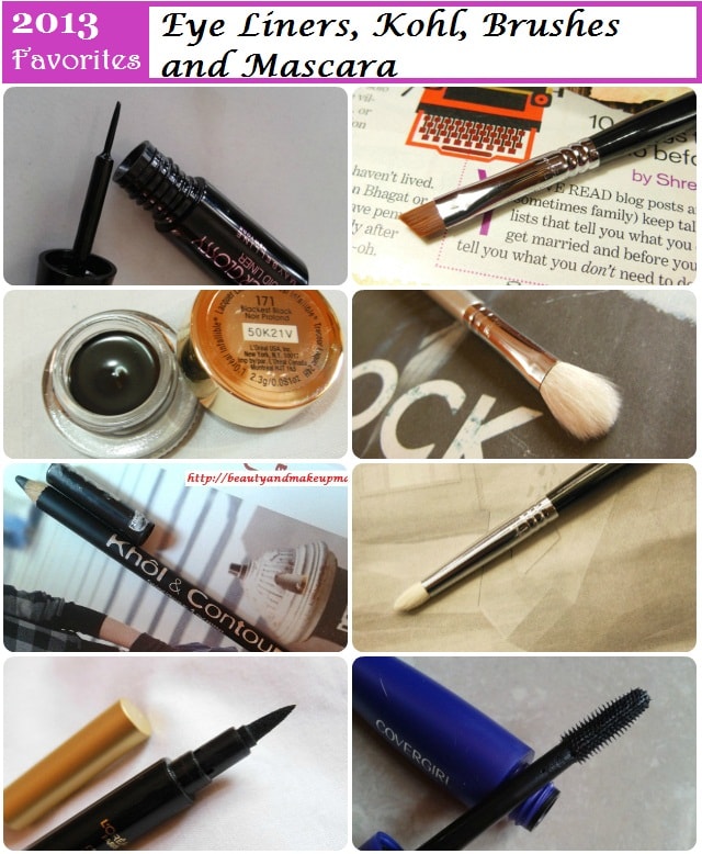 Favorites of 2013 - Eye liners, Kohl Eye Brushes, Mascara