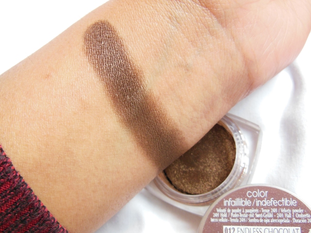 L'Oreal Infallible Eye Shadow Endless Chocolate Swatch'