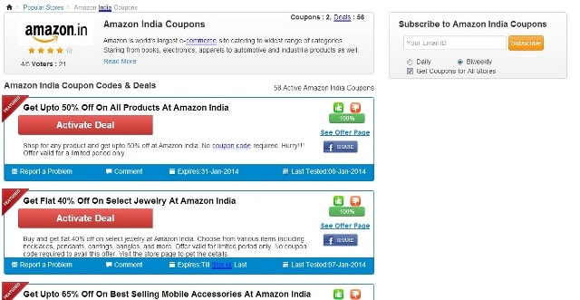 CouponRani Website - Amazon Coupon