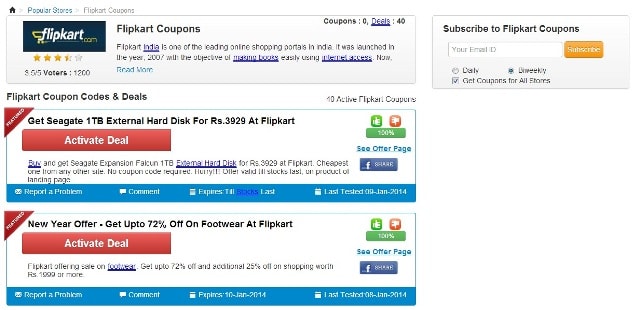 CouponRani Website - Flipkart Coupon