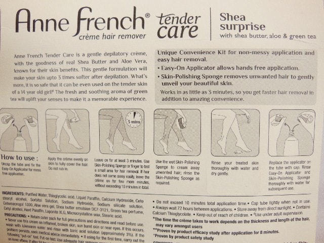 Anne French Creme Hair Remover Kit Directions