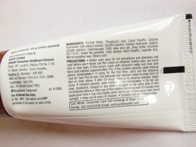 Anne French Hair Remover Cream Ingredients