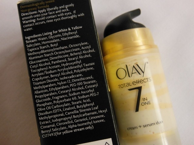 Olay Total Effects 7 in 1 Cream + Serum Duo Ingredients
