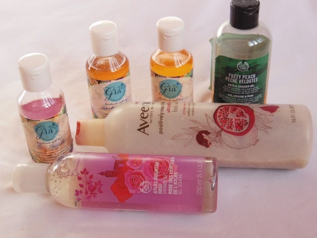 Raining Shower Gels - Aveeno, The Body Shop and Gia Bath and Body Works