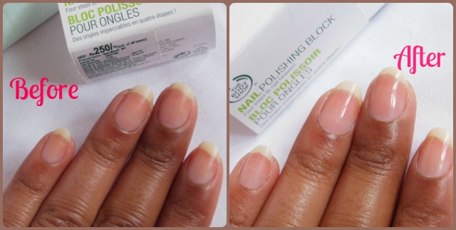 The Body Shop Nail Polishing Block Before and After