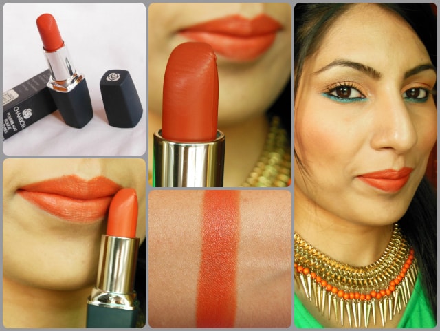 Chambor Powder Matte Lipstick Orange Flambe Lip Swatch