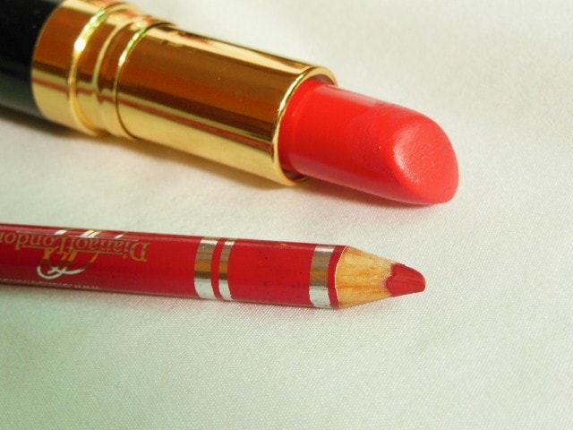 Makeup Muddle - Shades Of Red Lipstick - Pink Based Red - Revlon Fire & Ice Lipstick and Diana Of London Cardinal red Lip Liner