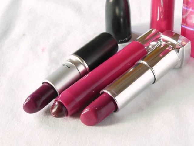 Dupe Discovered - MAC Satin Rebel, Maybelline Berry Brilliant and Revlon Smitten Lipstick