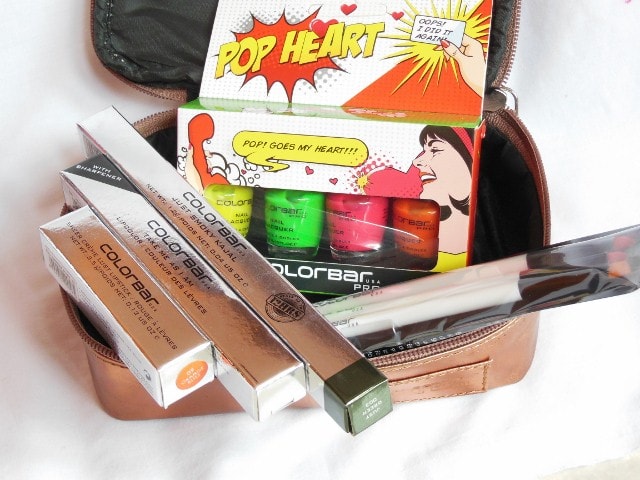 Colorbar Makeup - Take Me As I Am lip color, Pop Heart Nail Polish, Eye Makeup Brushes, Eye Pencil