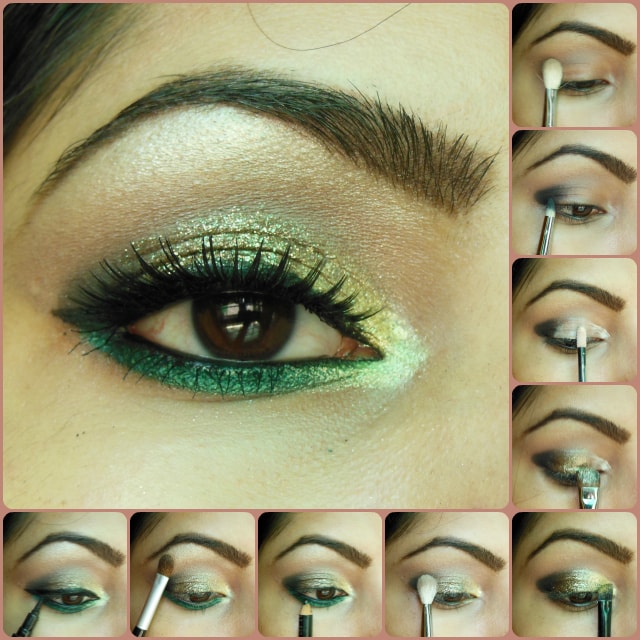 Eye Makeup Tutorial - Glitter Gold and Greens