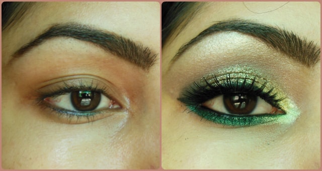 Glitter Gold and Greens Eye Makeup Tutorial