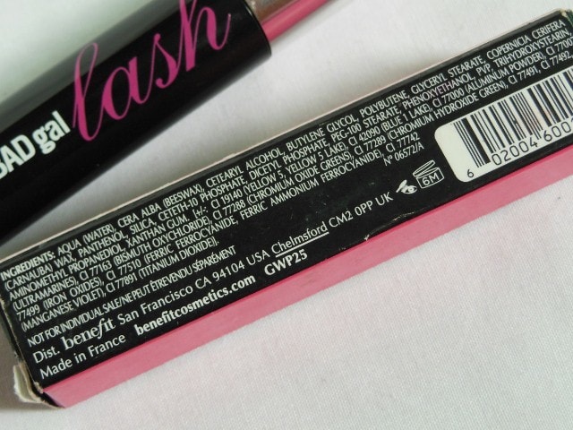 Benefit Bad Gal Lash Mascara Ingredients
