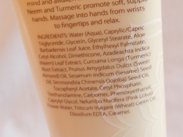 Natio Meditate Hand Cream Pink Lotus Ingredients