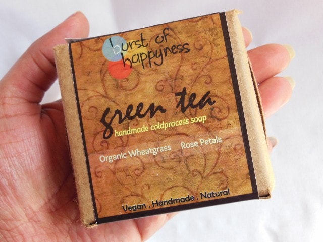 Burst of Happyness Green Tea Soap with Organic Wheatgrass and Rose Petals