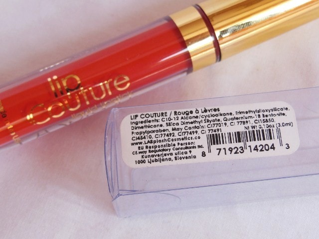 LA Lip Couture lipstick - Till Midnight Ingredients