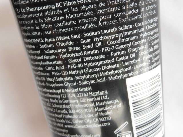 Schwarzkopf Bonacure Fibre Force Shampoo Ingredients